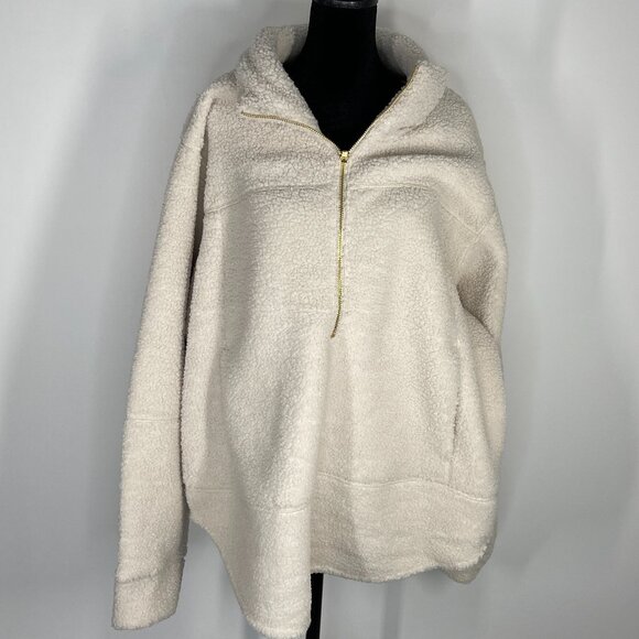 Calia Cream Seamed Sherpa 1/2 Zip Tunic size XXL - Picture 1 of 7